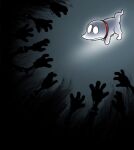 2025 ambiguous_gender collar crestamorph crossover digital_drawing_(artwork) digital_media_(artwork) empty_eyes feral ghost good_boy_(2025_leonberg_film) group hi_res luigi's_mansion mario_bros nintendo polterpup reaching red_collar shadow_creature spirit tail white_body white_eyes
