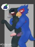 3:4 anal anal_penetration anthro anthro_on_anthro avian balls bird black_body black_feathers blue_body blue_feathers bodily_fluids brawl_stars corvid corvus_(genus) crossover crow crow_(brawl_stars) cum cum_inside dogacello duo erection falco_lombardi feathers flush foreskin genital_fluids genitals hi_res hug humanoid_genitalia humanoid_penis looking_pleasured male male/male nintendo oscine passerine penetration penis sex standing standing_sex star_fox supercell_(company) watermark wet x-ray_view