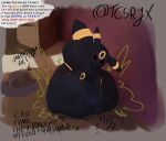 2026 abdominal_bulge absurd_res ambiguous_gender belly big_belly black_body bone bowl container eeveelution english_text fatal_vore feral generation_2_pokemon hand_on_belly hi_res huge_belly inside nintendo patreon pet_bowl pokemon pokemon_(species) quadruped resting_on_belly rumbling_stomach signature skull solo tail tcsrjx text umbreon vore yellow_body