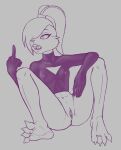 analpaladin anthro anus barbell_piercing bottomless bottomless_anthro bottomless_female clitoral_hood_piercing clitoris clothed clothing eyeliner feet female fourchette_piercing futuristic_clothing genital_piercing genitals gesture hand_gesture hi_res lagomorph leporid lexi_bunny loonatics_unleashed looney_tunes makeup mammal middle_finger navel nipple_outline open_mouth piercing rabbit ring_piercing solo teeth tongue topwear topwear_only urethra vch_piercing vulva vulva_piercing warner_brothers