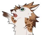 2026 alpha_channel anthro big_eyes biped brown_body brown_fur bust_portrait cheek_tuft chest_tuft chibi conhugo cute_fangs ears_back eyebrows facial_tuft fangs fingers flat_colors fluffy fluffy_chest fur gesture glistening glistening_eyes green_eyes hair half-length_portrait hand_gesture handpaw humor hybrid icon inner_ear_fluff leopard_spots looking_at_viewer looking_away looking_up male male_anthro mammal mane mane_hair markings meme neck_tuft open_mouth paws pivoted_ears pointing pointy_ears portrait raised_arm sergal sharp_teeth simple_background snout solo spots spotted_body spotted_fur surprised teeth tongue toony tuft white_body