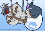 anthro ball_gag bdsm bigbearbruno bondage bound bovid bovine cattle chief_bogo diaper disney gag hi_res male mammal restraints straitjacket suspension zootopia