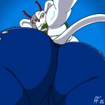 1:1 2026 alien antennae_(anatomy) anthro biker_mice_from_mars black_nose blue_bottomwear blue_clothing blue_pants bottomwear buckteeth butt butt_focus clothing fabfelipe fur hi_res looking_back looking_down low-angle_view male mammal mouse murid murine pants red_eyes rodent solo tail teeth tom_holland_butt_shot vinnie_(bmfm) white_body white_fur yellow_sclera
