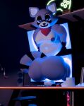 2025 3d_(artwork) anthro balls bedroom_eyes belly big_belly big_butt black_hands black_nose black_stripes butt computer digital_creature digital_media_(artwork) electronics fangs genitals grey_body hi_res indigo_park kerchief looking_at_viewer male mammal markings moobs multicolored_body narrowed_eyes neckerchief neckwear nipples one_tooth open_mouth overweight overweight_male procyonid purple_eyes raccoon rambley_raccoon seductive sharp_teeth solo striped_markings striped_tail stripes tail tail_markings teeth thick_thighs thinking_with_portals two_tone_body white_balls white_body wide_hips xeytech