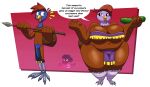 5_fingers absurd_res age_difference alpha_channel alternate_species anthro avian band-aid bandage belly big_belly big_breasts big_butt bird blu3danny bottomwear breasts butt claws cleavage clothed clothing coco_hazelnut cucumber dialogue duo english_text eye_contact feet female fingers food fruit galliform hi_res huge_breasts huge_butt kyle_hazelnut_(blu3danny) loincloth looking_aside looking_at_another male mature_female melee_weapon mother_(lore) mother_and_child_(lore) mother_and_son_(lore) older_female overweight overweight_female parent_(lore) parent_and_child_(lore) parent_and_son_(lore) phasianid plant polearm son_(lore) spear speech_bubble talons text thick_thighs tight_clothing toe_claws toes topwear turkey weapon wide_hips winged_arms wings younger_male