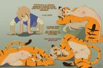 absurd_res anthro anus blonde_hair blue_eyes breasts catsockjus clothing duo english_text exercise felid female female_anthro flexible floppy_ears fur genitals green_eyes hair haven_(catsockjus) hi_res lagomorph leporid lily_(catsockjus) long_hair looking_at_viewer lop_ears male male/female male_anthro mammal multicolored_body multicolored_fur naked_yoga nipples nude only_one_nude pantherine push-up rabbit splits spread_legs spreading stretching stripes tail text tiger vulva