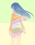 blue_hair floating_hair from_behind kuga_natsuki long_hair long_sleeves miniskirt my-hime simple_background skirt solo sou_(tuhut) wind 