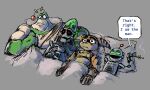 animal_ears anthro art_of_bygost bed bedding blanket blue_body captain_qwark clank_(ratchet_and_clank) clothing dr._nefarious empty_eyes english_text fur furniture gloves green_eyes grey_body group handwear hi_res humanoid lombax machine male mammal metallic_body muscular muscular_male orange_body orange_fur ratchet_(ratchet_and_clank) ratchet_and_clank robot robot_humanoid shocked smoking sony_corporation sony_interactive_entertainment speech_bubble striped_body striped_fur stripes text wide_eyed