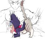  1boy 1girl absurdres ahegao all_fours ass_ripple cat_girl felyne female_ejaculation fisting furry furry_with_non-furry heart highres hood interspecies kyle_(monster_hunter) monster_hunter_(series) monster_hunter_stories monster_hunter_stories_2:_wings_of_ruin pink_hair rolling_eyes saeko_art scarf shortstack stomach_bulge striped_fur thick_thighs thighs tsukino_(monster_hunter) whiskers 
