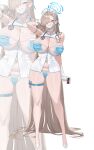  1girl absurdres alternate_costume asuna_(blue_archive) bikini blonde_hair blue_archive blue_eyes blue_halo breasts cleavage ddog eyepatch_bikini full_body gloves grin hair_over_one_eye halo hat highres holding_temperature_scanner huge_breasts long_hair mask mask_bikini mask_pull mole mole_on_breast mouth_mask navel nurse nurse_cap smile solo standing stethoscope_around_neck strapless strapless_bikini surgical_mask swimsuit temperature_scanner thigh_strap very_long_hair white_gloves white_hat zoom_layer 