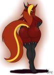  2015 anthro big_butt butt clothing equine fan_character female fire_eclipse freckles gloves hair horn legwaer long_hair mammal multicolored_hair my_little_pony rear_view solo suirano two_tone_hair 