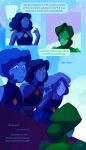  4girls blue_hair blue_skin colored_skin commentary dress english_commentary gem_(steven_universe) green_skin highres homeworld_gem_uniform lapis_lazuli_(thefaeriemerchant) multiple_girls original peridot_facet_6c4t_cut_2xj sketch skirt steven_universe thefaeriemerchant upper_body water wings 