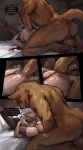 2026 absurd_res alpi-lo anal anal_fisting anal_fluids anal_penetration anal_prolapse anal_tugging anthro anthro_penetrating anthro_penetrating_human anthro_penetrating_male anus ass_up balls bed bedroom_sex big_balls biped bodily_fluids brown_body brown_fur butt canid canine claws clothing comic dialogue digital_media_(artwork) digitigrade dominant duo english_text femboy finger_claws fisting fur furniture genitals good_girl hair hi_res human human_on_anthro human_penetrated interspecies larger_anthro larger_dom larger_male legs_up legwear long_hair lying male male/male male_anthro male_human male_penetrated male_penetrating male_penetrating_human male_penetrating_male mammal nude nude_anthro nude_male on_back on_bed orifice_tugging pawpads paws penetration prolapse sex size_difference smaller_human smaller_male smaller_penetrated smile tail text thigh_highs toe_claws