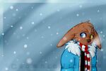 2016 ambiguous_gender anthro bat black_clothing black_shirt black_topwear blue_clothing blue_coat blue_eyes blue_topwear blush brown_body brown_fur brown_nose clothed clothing coat crownedvictory digital_drawing_(artwork) digital_media_(artwork) ears_down ekky_(crownedvictory) frown fur green_eyes half-length_portrait haplorhine head_tuft heterochromia hybrid kangaroo lemur macropod mammal marsupial monkey multicolored_scarf paint_tool_sai_(artwork) pattern_clothing pattern_scarf pink_blush pivoted_ears portrait primate red_scarf sad scarf shaded shirt snow snowing solo strepsirrhine striped_clothing striped_scarf stripes topwear tuft two_tone_scarf whiskers white_scarf