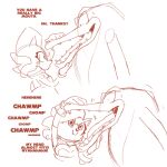 1:1 anthro big_eyes bodily_fluids crocodile crocodilian dialogue english_text eulipotyphlan fan_character female hedgehog hi_res long_tongue male mammal monochrome one_fang open_mouth reptile scalie sega sharp_teeth snout solo sonic_the_hedgehog_(series) sweat sweatdrop taron_the_hedgehog teeth text tongue vector_the_crocodile veeloopz wide_eyed