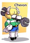 2_horns anthro belt both_eyes_obstructed bottomwear bovid caprine character_name chevon_(sachasketchy) clothing denim denim_bottomwear denim_clothing denim_shorts female fingers goat hair hair_over_eyes hand_on_hip hi_res holding_object hooved_fingers hooves horn jacket mammal model_sheet obscured_eyes sachasketchy shorts shortstack shortstack_female solo text tools topwear wrench zipper