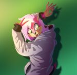 absurd_res alcoholictails anthro claws clothing eulipotyphlan fangs female finger_claws fur gesture green_eyes hair hand_gesture hedgehog hi_res hoodie looking_at_another mammal multicolored_body multicolored_fur ok_sign pink_body pink_fur pink_hair sega solo sonia_the_hedgehog sonic_the_hedgehog_(series) sonic_underground tail tamers12345's_sonic_underground tan_body tan_fur teeth tongue tongue_out topwear two_tone_body two_tone_fur v_sign white_clothing white_hoodie white_topwear