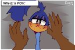 absurd_res anthro avian bird blush canid canine canis comic coyote cuculiform duo first_person_view hi_res looney_tunes male mammal new_world_ground_cuckoo offscreen_character on_top road_runner_(looney_tunes) roadrunner seductive the_kor3 warner_brothers wile_e._coyote