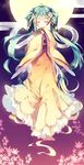  alternate_costume aqua_hair chinese_clothes chuushuu_meigetsu_miku closed_eyes flower full_moon hagoromo hair_flower hair_ornament hatsune_miku highres long_hair long_sleeves moon night obi sash shawl shuzi smile solo twintails very_long_hair vocaloid wide_sleeves 