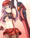  alisa_ilinichina_amiella blonde_hair breasts fuyuki8208 god_eater god_eater_burst long_hair medium_breasts midriff miniskirt navel pantyhose plaid plaid_skirt skirt solo suspender_skirt suspenders underboob 