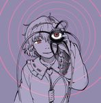  al_bhed_eyes concentric_circles eyeball hairband heart komeiji_satori maruhachi_(maruhachi_record) monochrome purple red_eyes short_hair smile solo spot_color string third_eye touhou upper_body wide_sleeves 