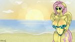  anthro big_breasts breasts cleavage clothed clothing equine female fluttershy_(mlp) friendship_is_magic malamol mammal my_little_pony pegasus skimpy solo swimsuit wings 