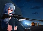  bad_id bad_pixiv_id blue_hair gun infrared knees_together_feet_apart long_hair muzzle_brake night night_sky original panties pantyshot pantyshot_(sitting) red_hair rifle school_uniform scope serafuku shoes sitting skirt sky sniper_rifle solo star_(sky) striped striped_panties thighhighs underwear very_long_hair weapon yuuuuu 