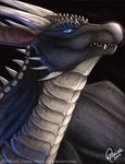  blue_eyes dragon feral grin horn invalid_color invalid_tag koori looking_at_viewer male plating portrait quirachen scales scalie solo spikes stare teeth wings 