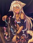  &lt;3 anal_beads animal_ears beauty_mark blonde_hair blue_eyes blush breasts cat cat_ears cat_tail clothed clothing condom cum erect_nipples feline female filled_condom flat_chested genshi hair humanoid long_hair mammal messy nipples sex_toy skimpy solo torn_clothing 