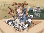  1girl bandaid blush borderlands borderlands_2 brown_hair cum cum_on_body cum_on_lower_body feet footjob gaige goggles green_eyes mechanical_arm no_shoes pantyhose penis phb red_hair shoes_removed short_twintails smell smile smirk sockjob soles striped striped_legwear toes twintails uncensored 