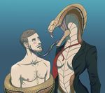  alien breasts cobra coils deliciouslydemented duo fangs female human licking male male/female mammal naga necktie reptile scalie snake squeezing suit tongue tongue_out video_games viper_(x-com) x-com 