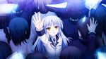  angel_beats! arm_up from_above game_cg na-ga solo_focus tenshi_(angel_beats!) ticket white_hair yellow_eyes 