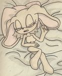  bed_sheet brown_hair fan_character female hair lagomorph mammal nervous pillow rabbit short_hair sonic_(series) toeless 