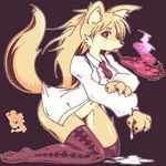  bottomless brown_fur canine clothed clothing dog female fur half-dressed kemono legwear mammal red_eyes stockings 黒井もやもや 