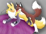  canine cute digimon fox mammal renamon sckhar_leviathan sex shy silly size_difference tongue 