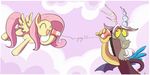  &lt;3 cloud cloudscape cutie_mark discord_(mlp) draconequus duo equine feathered_wings feathers female feral fluttershy_(mlp) flying friendship_is_magic fur hair happy keterok long_hair male mammal membranous_wings my_little_pony outside pegasus pink_hair sky wings yellow_fur 