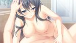  1girl black_hair blue_eyes blush breasts censored game_cg hand_on_another's_head hetero large_breasts lautes_alltags long_hair mosaic_censoring nipples nude penis pussy_juice sakurai_sana sex sorai_shin'ya sweat vaginal 