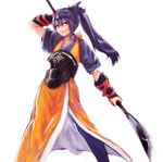  blue_hair brown_eyes fire_emblem fire_emblem_if inuchiyo_(inu0124) long_hair naginata oboro_(fire_emblem_if) polearm ponytail solo warrior weapon 