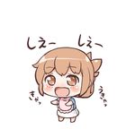  :d alternate_costume baby brown_eyes brown_hair commentary_request diaper folded_ponytail inazuma_(kantai_collection) kantai_collection kotanu_(kotanukiya) lowres open_mouth ponytail simple_background smile solo white_background younger 