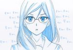  :o blush glasses hibike!_euphonium highres monochrome potekite solo tanaka_asuka translation_request 