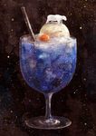  blue blue_hawaii cherry cocktail drinking_straw food fruit glass ice ice_cream ice_cream_float ice_cube md5_mismatch no_humans nomiya_(no_38) original polar_bear space star star_(sky) tropical_drink 