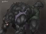  all_fours angry biceps big_muscles canine captainjohkid clothed clothing fangs flakjacket0204 fur grey_fur half-dressed male mammal muscles open_mouth pants shirt tail_growth teeth toned tongue torn_clothing transformation were werewolf 