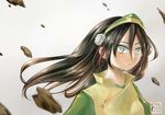  avatar:_the_last_airbender black_hair blind gradient gradient_background hair_down long_hair nickelodeon rock stone toph_bei_fong 