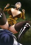  1girl absurdres boots breasts choker cleavage faceless faceless_male fujino_kiyoshi gigantic_breasts glasses groin highres non-web_source nyantype official_art panties prison_school shiraki_meiko short_hair silver_hair sitting sitting_on_person spread_legs thigh_boots thighhighs underboob underwear 