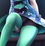  bad_id bad_twitter_id bike_shorts close-up dress gloves green_legwear hotaru_(splatoon) kabeu_mariko legs pantyhose sitting solo splatoon_(series) splatoon_1 upskirt white_gloves 