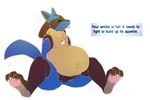  abdominal_bulge belly big_belly feet herro lucario nintendo panting paws plain_background pok&eacute;mon sitting sweat text tired tongue tongue_out video_games 