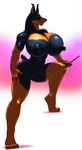  big_breasts black_nipples breasts canine claws doberman dog female gideon huge_breasts hyper hyper_breasts mammal nipples smoking toned 