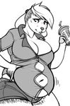  belly big_belly blush breasts canine cleavage clothed clothing dog female mammal masterp123 overweight solo tight_clothing weight_gain 