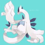  blue_background commentary_request creatures_(company) full_body game_freak gen_2_pokemon hideko_(l33l3b) highres looking_at_viewer lugia nintendo no_humans pokemon pokemon_(creature) simple_background translation_request 