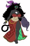  bandanna big_breasts black_hair breasts cat curly_hair feline female green_eyes hair hat long_hair looking_at_viewer magic_user mammal solo unknown_artist witch 